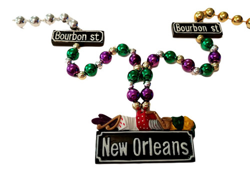 New Orleans Bourbon Street Casino Mardi Gras Bead Necklace