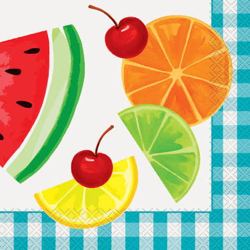 Teal Gingham Picnic 16 Ct Paper Luncheon Napkins Fruit Teal Gingham Picnic 16 Ct Paper Luncheon Napkins Fruit