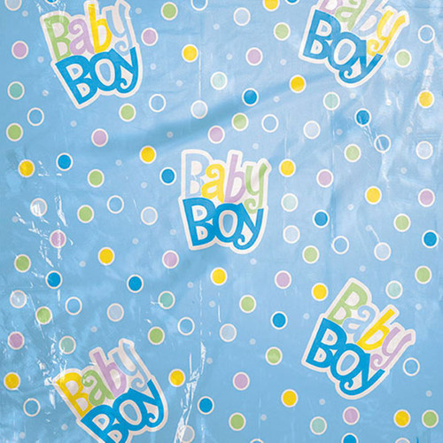 Jumbo Plastic Gift Bag Baby Shower Baby Boy Blue Dot w/Card 44 x 36