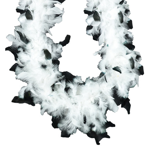 White with Black Tips 45 gm 6 ft Chandelle Feather Boa