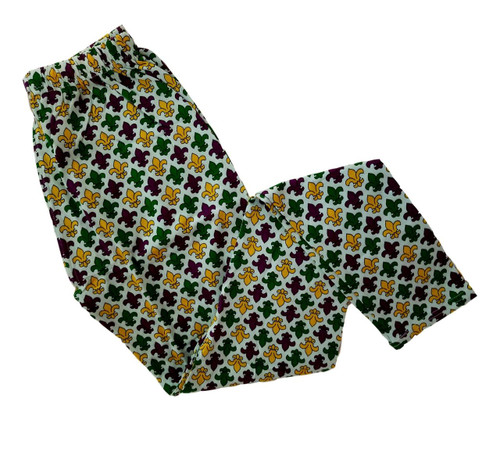 Ladies Fleur De lis Purple Green Yellow Mardi Gras 1X/2X Legging Soft Knit Ladies Fleur De lis Purple Green Yellow Mardi Gras 1X/2X Legging Soft Knit