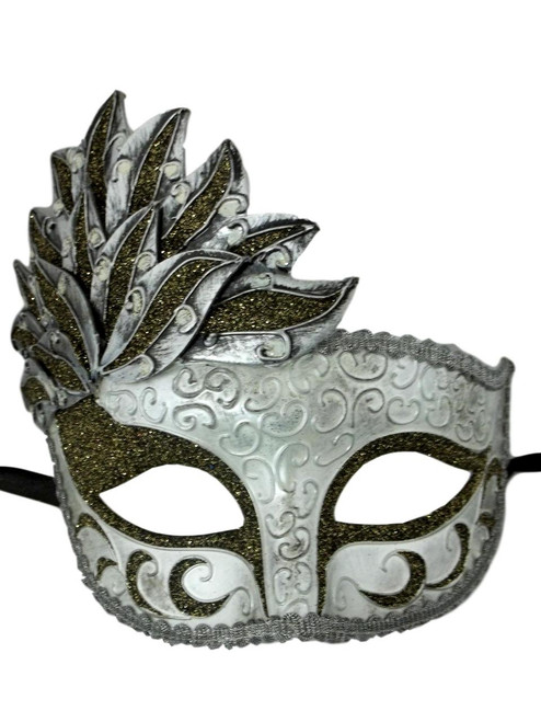 Black Silver Venetian Mask Masquerade Mardi Gras Party Leaf Cascade Black Silver Venetian Mask Masquerade Mardi Gras Party Leaf Cascade
