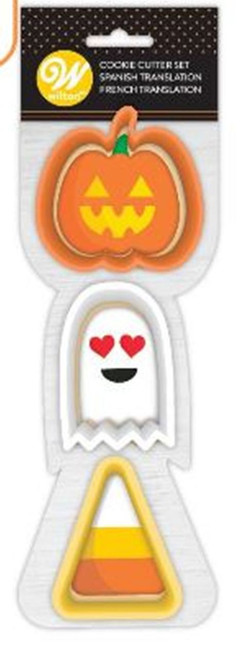 Wilton Halloween Ghost Pumpkin Candy Corn 3 Pc Cookie Cutter Set