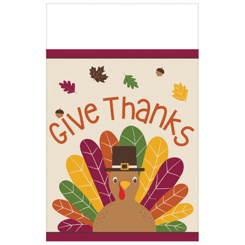 Gobble Gobble Plastic Tablecover 54 x 102 Turkey Thanksgiving