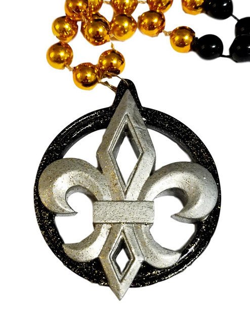 Silver Black Gold Fleur De Lis Mardi Gras Beads Party Favor