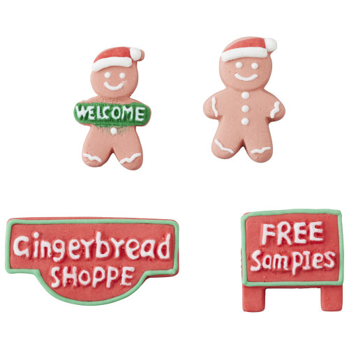 4 Ct Gingerbread Boy and Shoppe Icing Candy Decorations Wilton