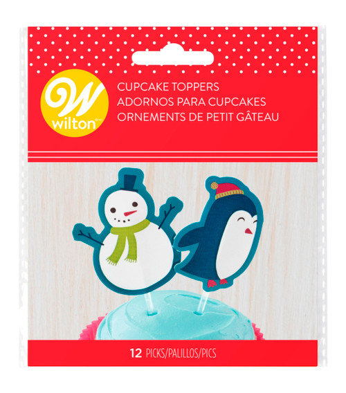 Snowman and Penguin Wilton Cupcake Topper Dessert Picks 12 ct Christmas