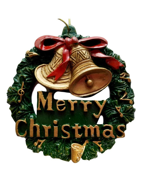 Merry Christmas Wreath and Golden Bells Ornament Party Favors Merry Christmas Wreath and Golden Bells Ornament Party Favors