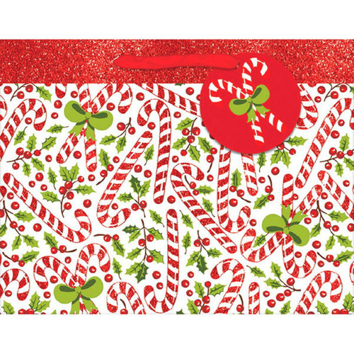 Candy Cane Christmas Gift Bag with Tag 7 x 9 x 4 inch Candy Cane Christmas Gift Bag with Tag 7 x 9 x 4 inch