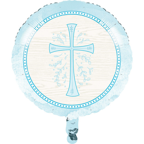 Divinity Blue Cross Metallic Foil Mylar Balloon 18" Baptism Confirmation Communion Christening