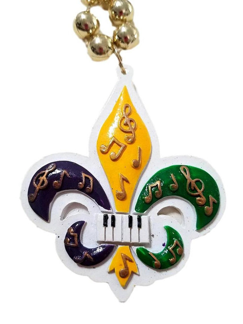 Purple Green Gold Music Fleur De Lis Mardi Gras Beads Party Favor Necklace Purple Green Gold Music Fleur De Lis Mardi Gras Beads Party Favor Necklace