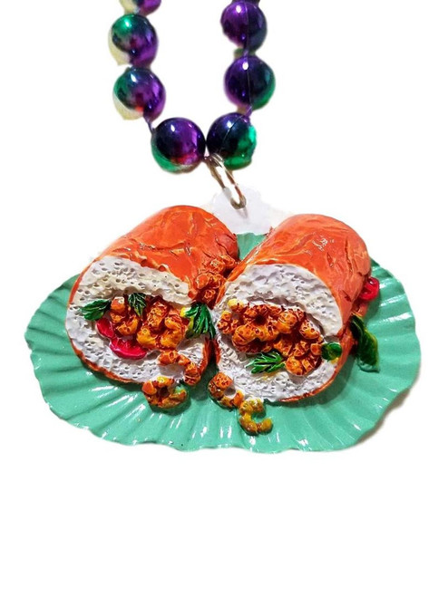 Shrimp Po Boy Plate Mardi Gras Beads Party Favor Necklace Shrimp Po Boy Plate Mardi Gras Beads Party Favor Necklace