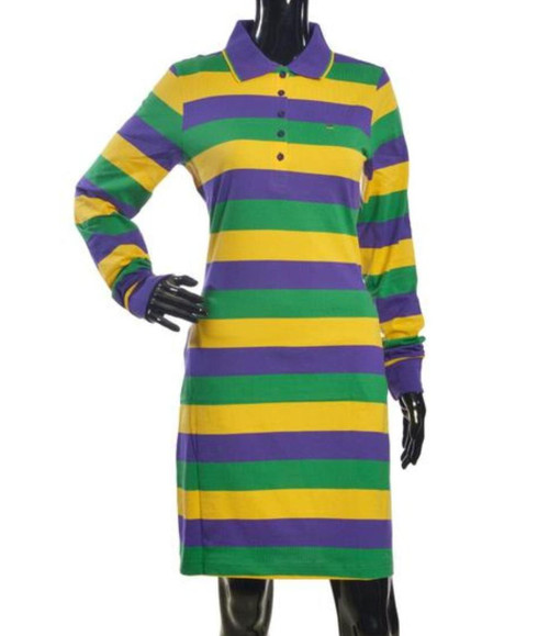 Womens Medium Classic Mardi Gras Dress with Pockets Purple Green Gold