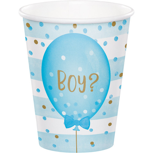 Gender Reveal Balloons Party Boy Girl 8 Ct Hot Cold 9 oz Paper Cups