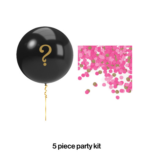 Pink Gender Reveal Balloon Kit Girl Black ? Confetti
