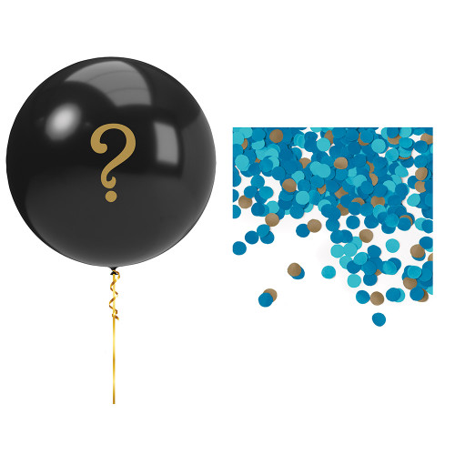 Blue Gender Reveal Balloon Kit Girl Black ? Confetti