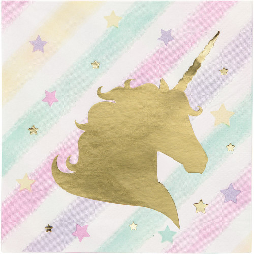 Unicorn Sparkle 16 Ct Beverage Napkins Foil Stamp 3 Ply Unicorn Sparkle 16 Ct Beverage Napkins Foil Stamp 3 Ply