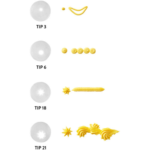 Wilton Disposable Tip Set 4 Tips # 3 6 Round 18 21 Open Star Plastic