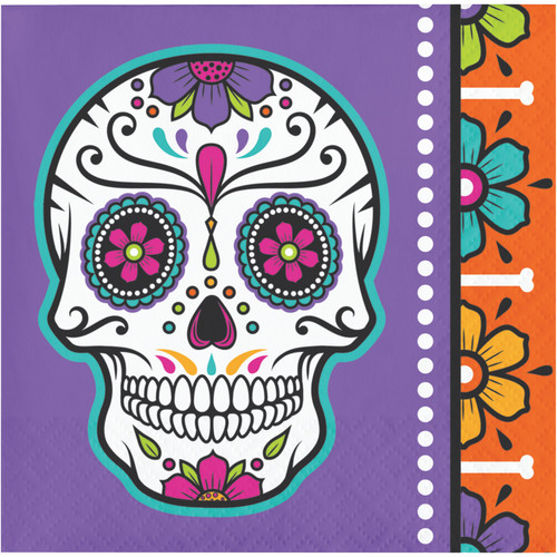 Day of the Dead Skull 16 Ct Halloween Beverage Napkins Day of the Dead Skull 16 Ct Halloween Beverage Napkins