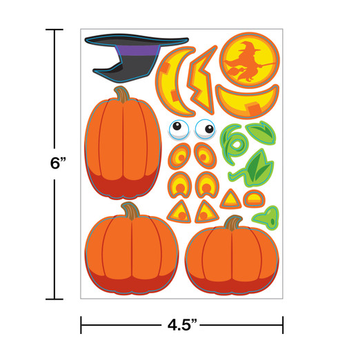 Pumpkin Faces Value Stickers on 4 Sheets