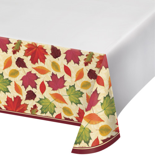 Fall Leaves Thanksgiving 54 x 102 Plastic Tablecover 