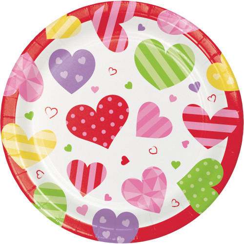 Valentine Hearts 8 Ct 7" Cake Dessert Plates Valentine Hearts 8 Ct 7" Cake Dessert Plates