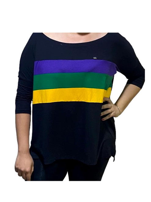 Off Shoulder Oversized L/XL Mardi Gras Black Purple Green Gold Womens Shirt Off Shoulder Oversized L/XL Mardi Gras Black Purple Green Gold Womens Shirt