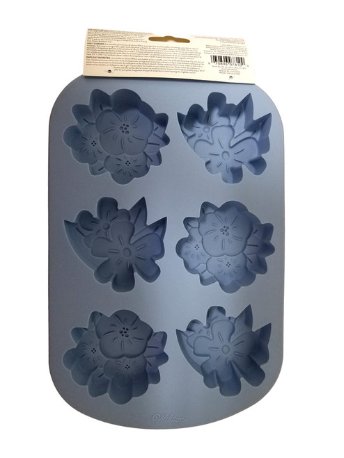 Wilton 6 cavity Silicone Floral Flower Treat Mold Blue 2 designs Spring Easter Wilton 6 cavity Silicone Floral Flower Treat Mold Blue 2 designs Spring Easter