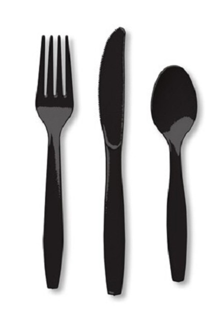 Black Velvet Heavy Duty 24 Ct Cutlery Forks Knives Spoons Black Velvet Heavy Duty 24 Ct Cutlery Forks Knives Spoons
