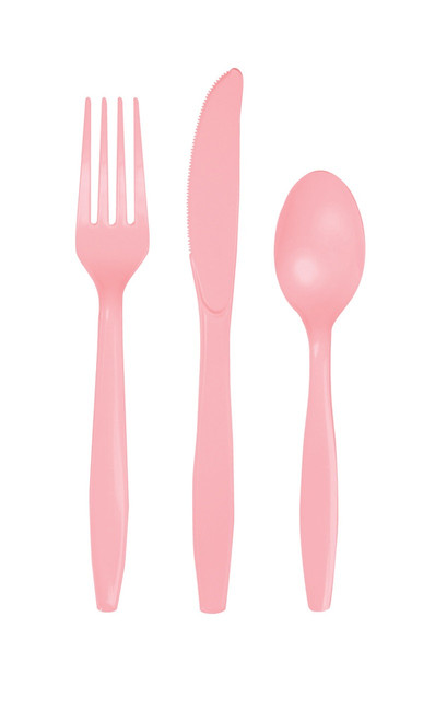 Classic Pink Premium 24 Ct Cutlery Forks Knives Spoons