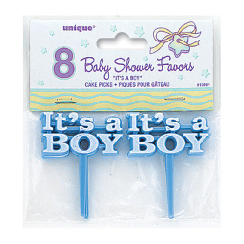 Blue Baby Shower 12 Cake Picks for Cupcakes or Favors It's a Boy