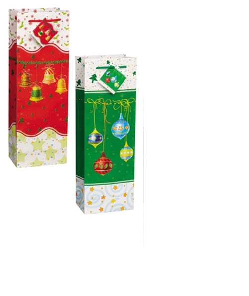 Christmas 2 Ct Wine Bottle Gift Bags with Tags 14 x 5 x 5 inches