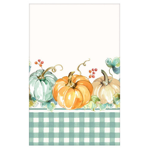 Muted Autumn Paper Tablecover 54 x 102 Thanksgiving Green Plaid