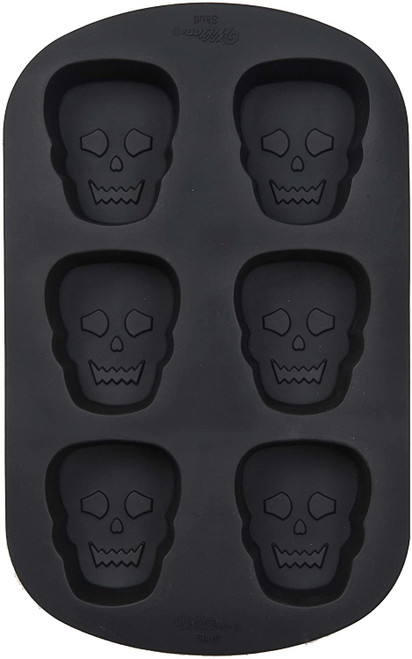 Wilton Skull 6 Cavity Silicone Mold Halloween Black