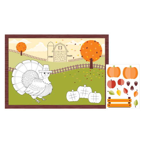 Thanksgiving Fall Party Placemat Fun Kids Activity Kit Stickers 8 Ct Thanksgiving Fall Party Placemat Fun Kids Activity Kit Stickers 8 Ct