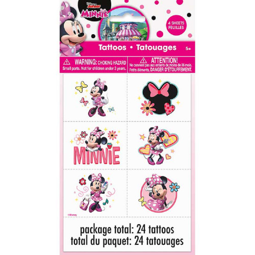 Iconic Minnie Temporary Tattoos 24 Ct on 4 Sheets