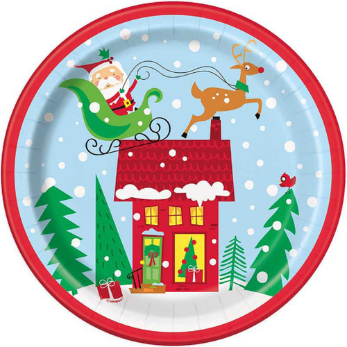Colorful Santa 8 Ct  9 in Paper Lunch Plates