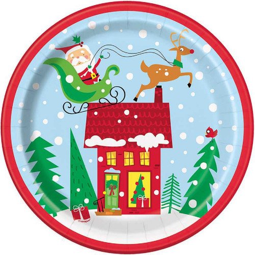 Colorful Santa 8 Ct  9 in Paper Lunch Plates