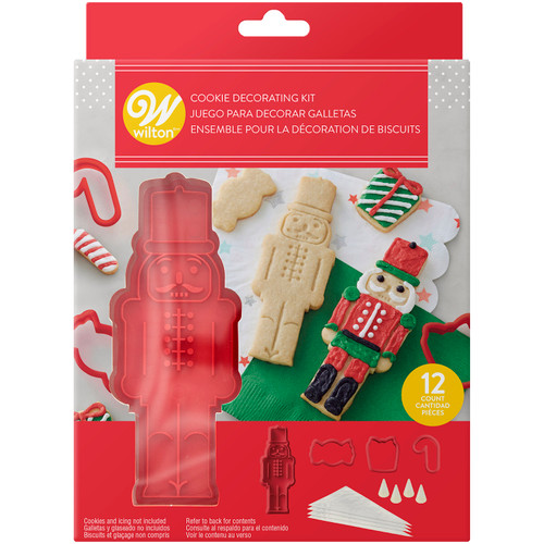 Wilton Nutcracker Cookie Cutter Stamp Gift Box Set 12 pc Tips Bags