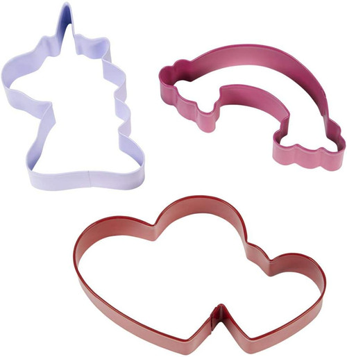 Wilton Magical Unicorn Rainbow Heart Cookie Cutters Colorful Metal 3 Pc Set