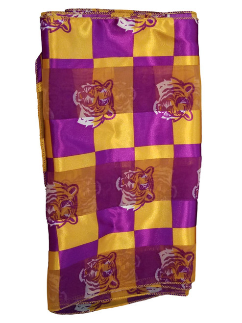 LSU Poly Scarf Purple Gold Sheer Tiger Print LSU Poly Scarf Purple Gold Sheer Tiger Print