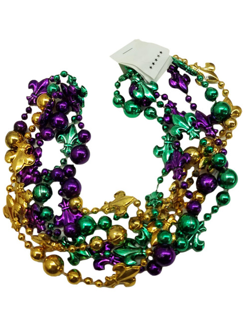 Fleur De Lis Purple Green Gold Mardi Gras Beads 12 Necklaces Party Favors