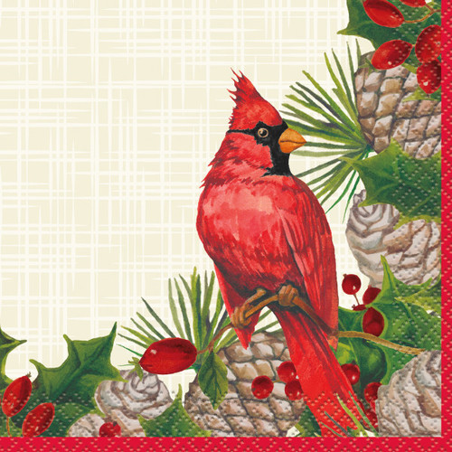 Red Cardinal Christmas Plaid Paper 16 Ct Beverage Cocktail Napkins Red Cardinal Christmas Plaid Paper 16 Ct Beverage Cocktail Napkins