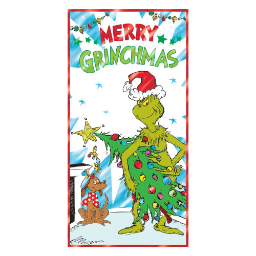 Merry Grinchmas Grinch Plastic Door Poster Christmas Party Decoration