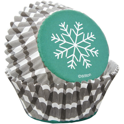 Snowflake Plaid 75 Ct Baking Cups Cupcake Liners Wilton Christmas Snowflake Plaid 75 Ct Baking Cups Cupcake Liners Wilton Christmas