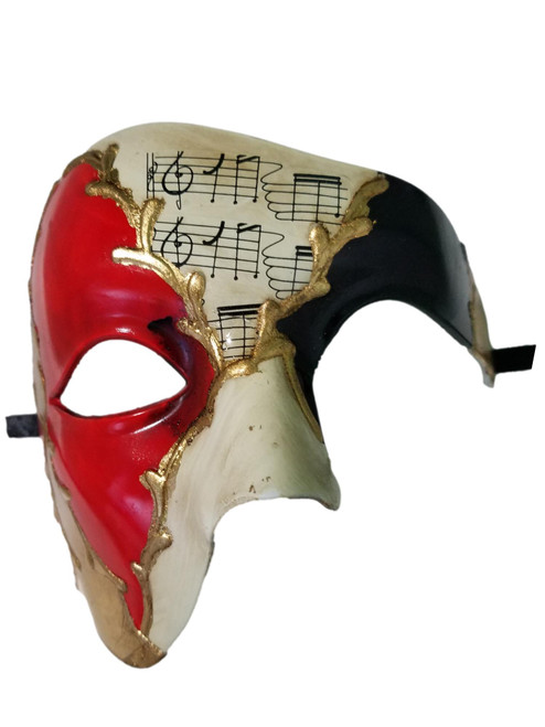 Men's Phantom Gold with Red Black Large Masquerade Mask Men's Phantom Gold with Red Black Large Masquerade Mask
