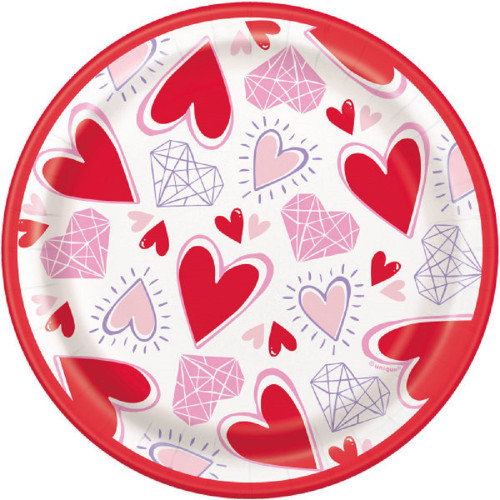 Sparkling Hearts Valentine's Day 8 Ct Dessert Cake Plates