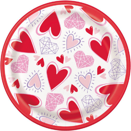 Sparkling Hearts Valentine's Day 8 Ct Dessert Cake Plates Sparkling Hearts Valentine's Day 8 Ct Dessert Cake Plates