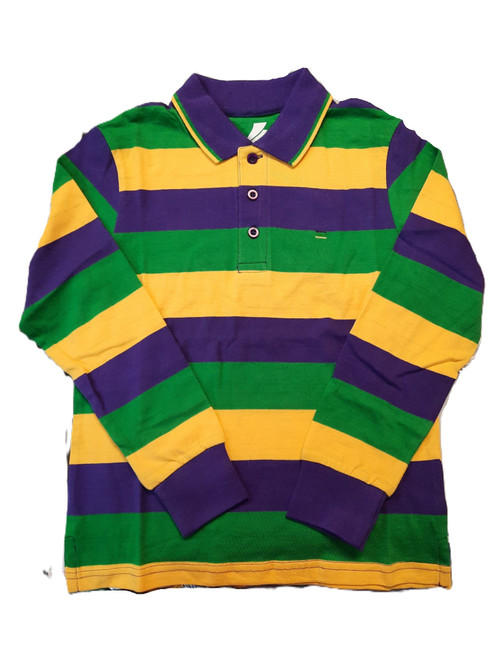 2T Toddler Classic Mardi Gras Stripe PGG Long Sleeve Polo Shirt XXS 2T Toddler Classic Mardi Gras Stripe PGG Long Sleeve Polo Shirt XXS