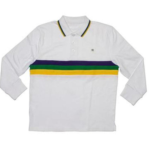 Adult 3X Mardi Gras White Purple Green Yellow Long Sleeve Shirt Adult 3X Mardi Gras White Purple Green Yellow Long Sleeve Shirt